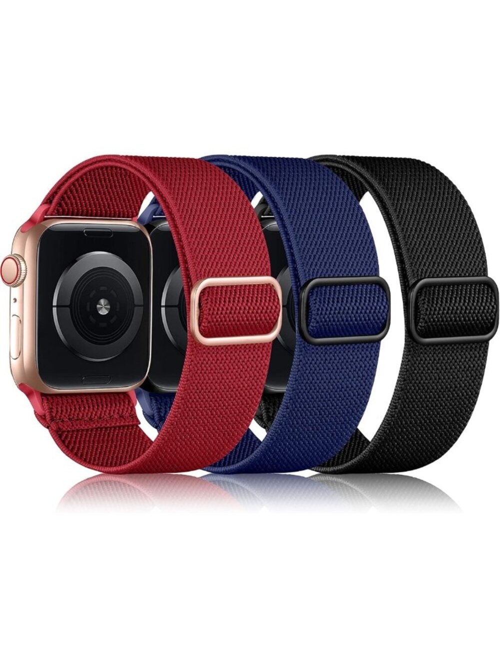 3 Pack Stretchy Solo Loop Apple Watch Bands for Men & Women - Comfortable Fit